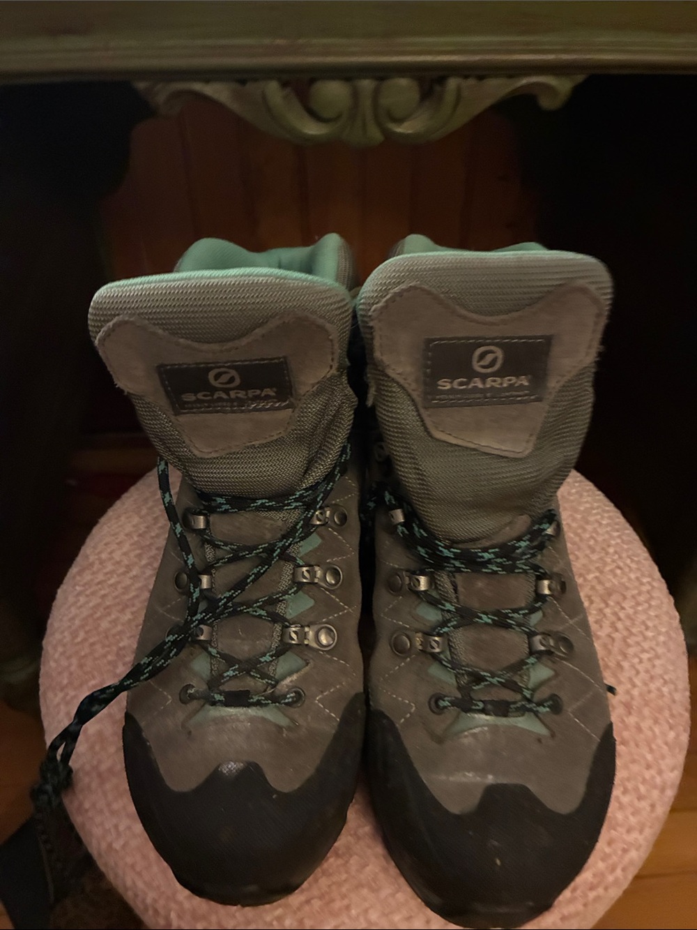 Scarpa Women's Gray and Teal Lace-Up Hiking Boots